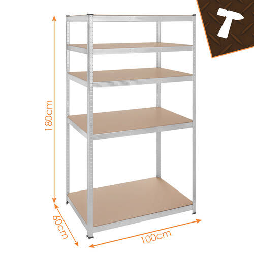 Oppbevaringshylle 180 x 100 x 60 cm – metallhylle med 5 justerbare hyller, 3-i-1 og kapasitet på 1000 kg - Bilde 4