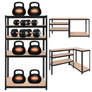 Alternative view of Oppbevaringshylle 1000 kg, 180 x 90 x 40 cm Fleksibel 5 Hyller, Metall Svart
